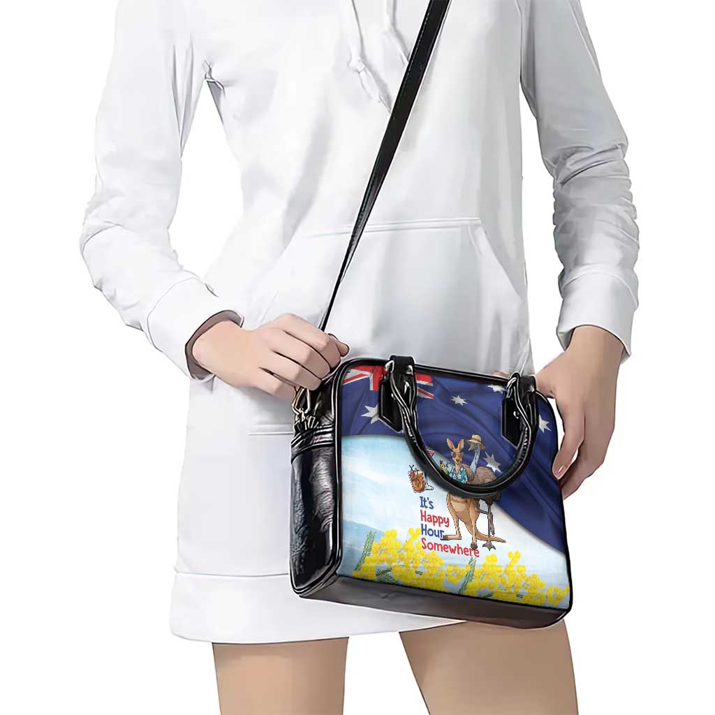 Chilling Kangaroo and Emu Australia Shoulder Handbag It's Happy Hour Somewhere - Aussie Hoodie