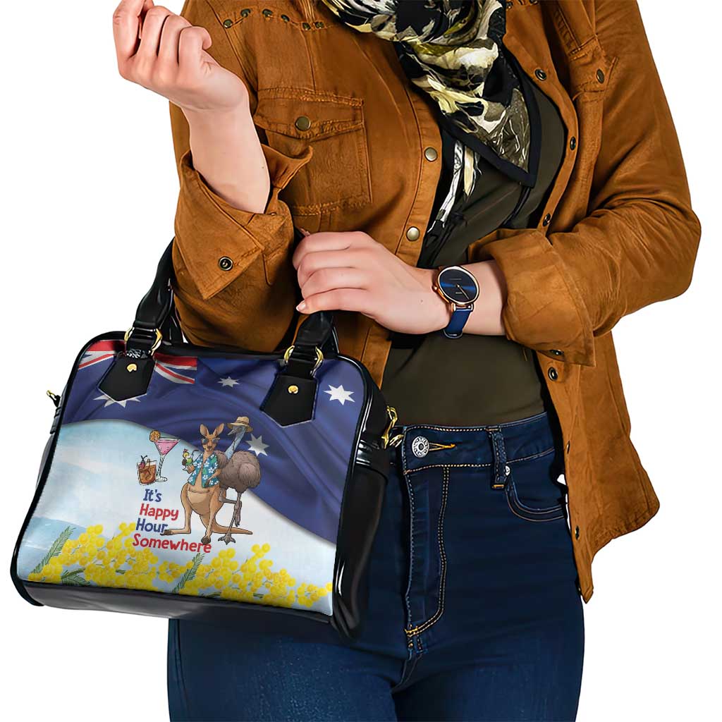Chilling Kangaroo and Emu Australia Shoulder Handbag It's Happy Hour Somewhere - Aussie Hoodie