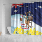 Chilling Kangaroo and Emu Australia Shower Curtain It's Happy Hour Somewhere - Aussie Hoodie