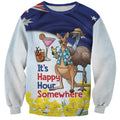 Chilling Kangaroo and Emu Australia Sweatshirt It's Happy Hour Somewhere - Aussie Hoodie