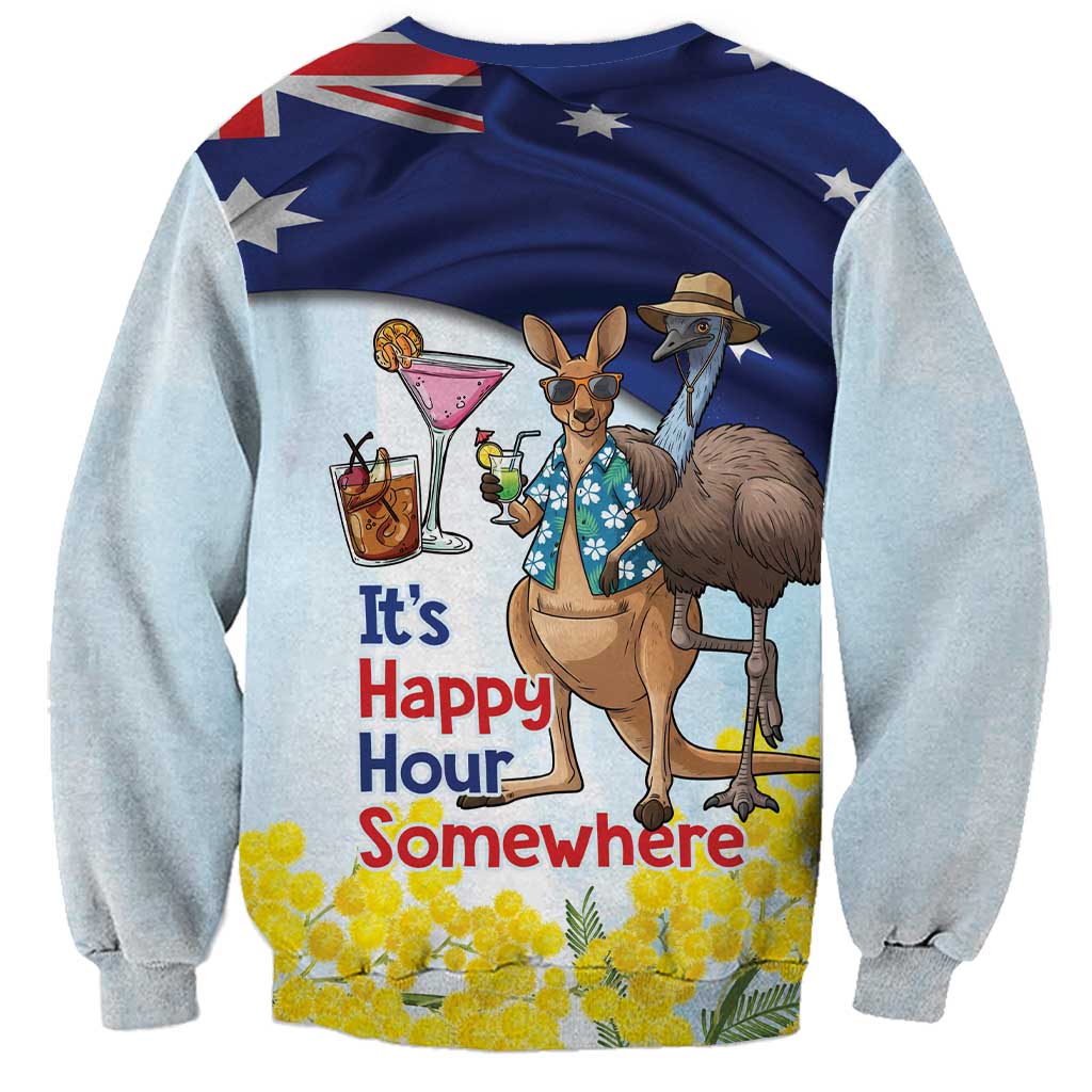 Chilling Kangaroo and Emu Australia Sweatshirt It's Happy Hour Somewhere - Aussie Hoodie