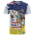 Chilling Kangaroo and Emu Australia T Shirt It's Happy Hour Somewhere - Aussie Hoodie