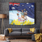 Chilling Kangaroo and Emu Australia Tapestry It's Happy Hour Somewhere - Aussie Hoodie