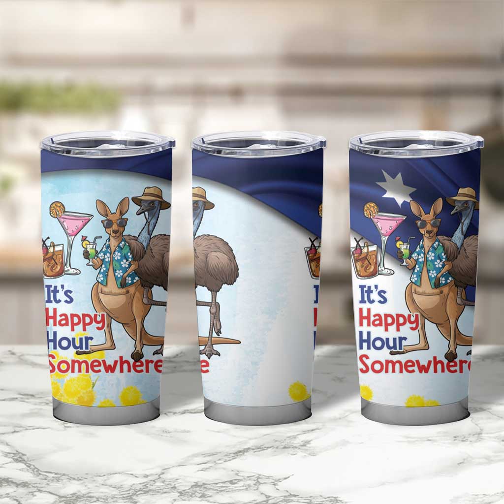 Chilling Kangaroo and Emu Australia Tumbler Cup It's Happy Hour Somewhere - Aussie Hoodie