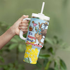 Chilling Kangaroo and Emu Australia Tumbler With Handle It's Happy Hour Somewhere - Aussie Hoodie