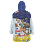 Chilling Kangaroo and Emu Australia Wearable Blanket Hoodie It's Happy Hour Somewhere - Aussie Hoodie