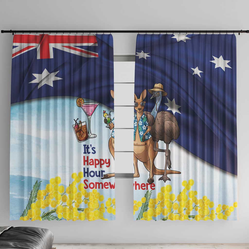 Chilling Kangaroo and Emu Australia Window Curtain It's Happy Hour Somewhere - Aussie Hoodie