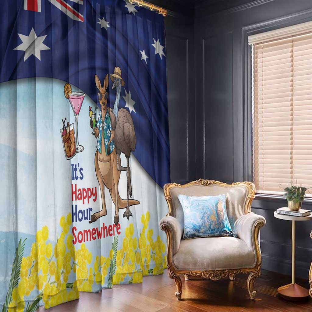 Chilling Kangaroo and Emu Australia Window Curtain It's Happy Hour Somewhere - Aussie Hoodie