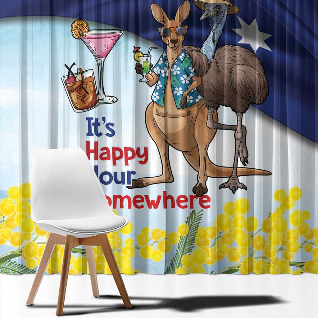 Chilling Kangaroo and Emu Australia Window Curtain It's Happy Hour Somewhere - Aussie Hoodie