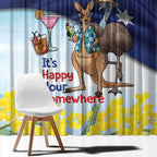 Chilling Kangaroo and Emu Australia Window Curtain It's Happy Hour Somewhere - Aussie Hoodie