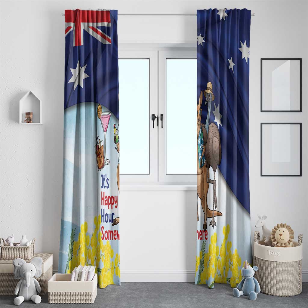 Chilling Kangaroo and Emu Australia Window Curtain It's Happy Hour Somewhere - Aussie Hoodie