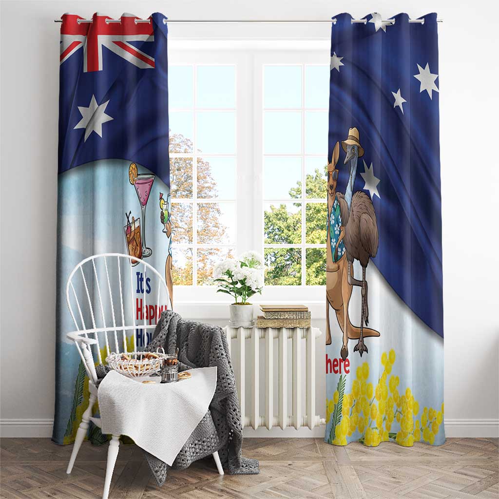 Chilling Kangaroo and Emu Australia Window Curtain It's Happy Hour Somewhere - Aussie Hoodie