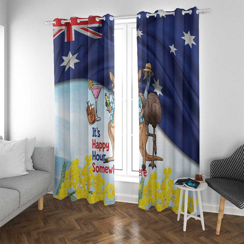Chilling Kangaroo and Emu Australia Window Curtain It's Happy Hour Somewhere - Aussie Hoodie