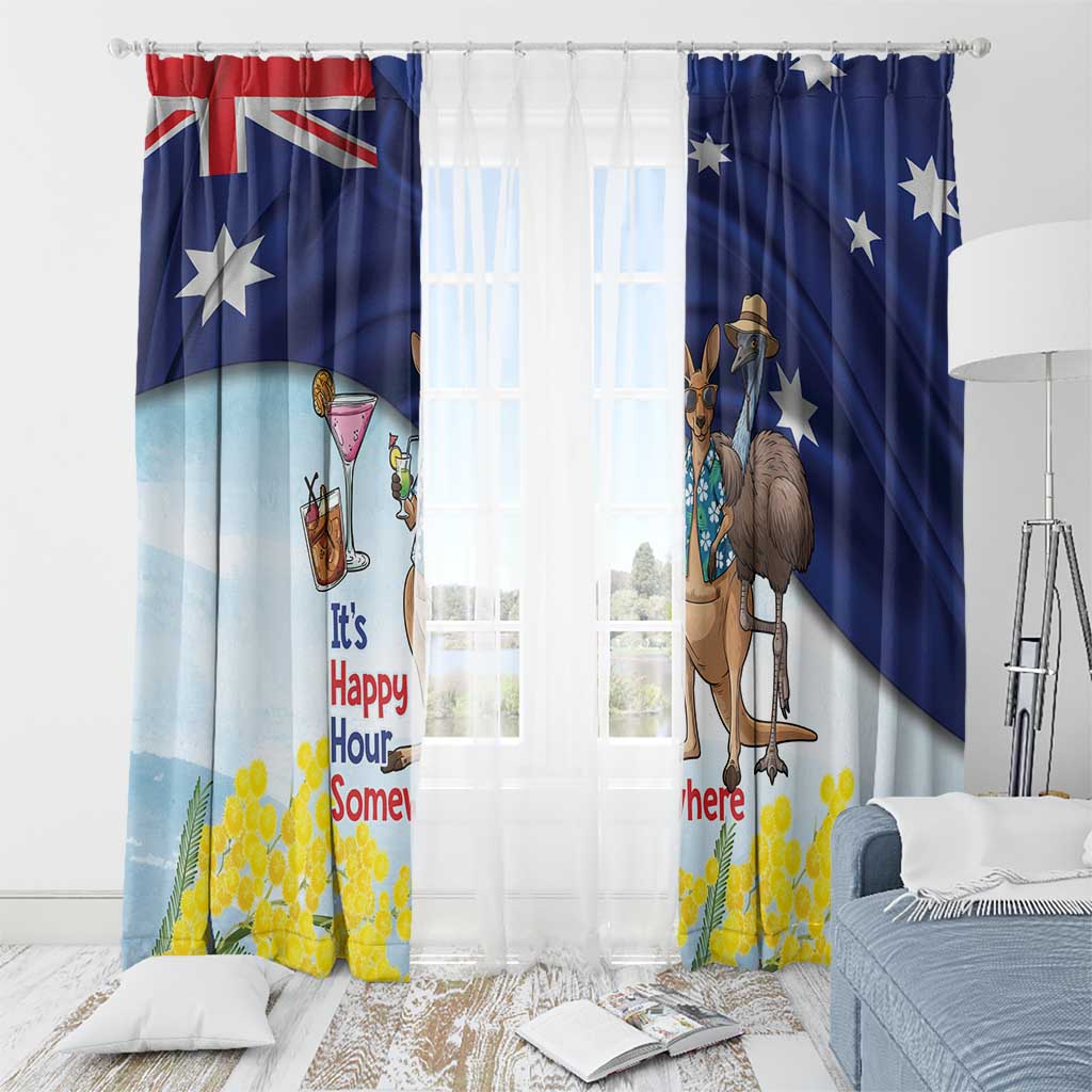 Chilling Kangaroo and Emu Australia Window Curtain It's Happy Hour Somewhere - Aussie Hoodie