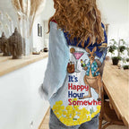 Chilling Kangaroo and Emu Australia Women Casual Shirt It's Happy Hour Somewhere - Aussie Hoodie