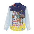Chilling Kangaroo and Emu Australia Women Casual Shirt It's Happy Hour Somewhere - Aussie Hoodie