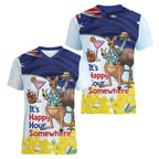 Chilling Kangaroo and Emu Australia Women V-Neck T-Shirt It's Happy Hour Somewhere - Aussie Hoodie