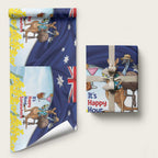 Chilling Kangaroo and Emu Australia Wrapping Paper It's Happy Hour Somewhere - Aussie Hoodie
