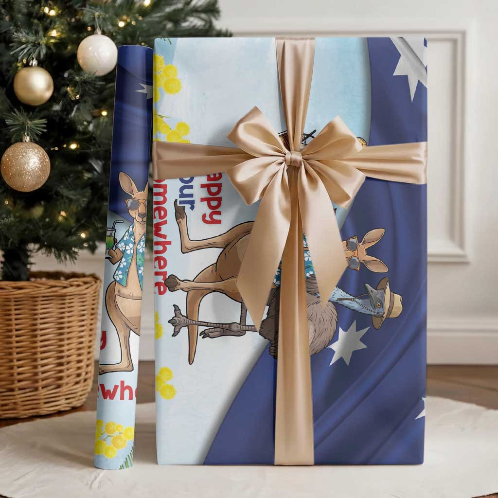 Chilling Kangaroo and Emu Australia Wrapping Paper It's Happy Hour Somewhere - Aussie Hoodie