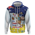 Chilling Kangaroo and Emu Australia Zip Hoodie It's Happy Hour Somewhere - Aussie Hoodie