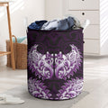 New Zealand Ta Moko Laundry Basket Aotearoa Maori Chest Tattoo Purple
