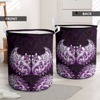 New Zealand Ta Moko Laundry Basket Aotearoa Maori Chest Tattoo Purple