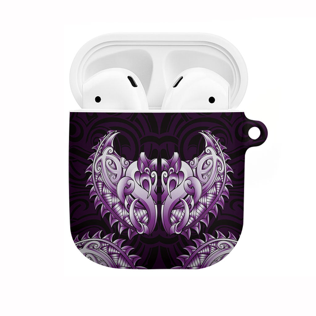 New Zealand Ta Moko AirPods Case Aotearoa Maori Chest Tattoo Purple
