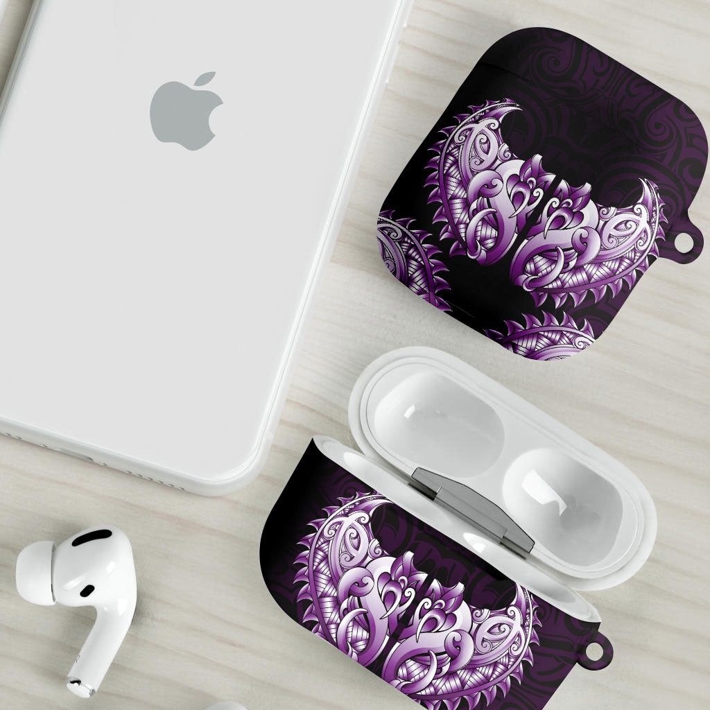 New Zealand Ta Moko AirPods Case Aotearoa Maori Chest Tattoo Purple