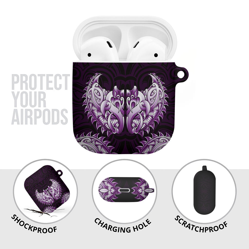 New Zealand Ta Moko AirPods Case Aotearoa Maori Chest Tattoo Purple