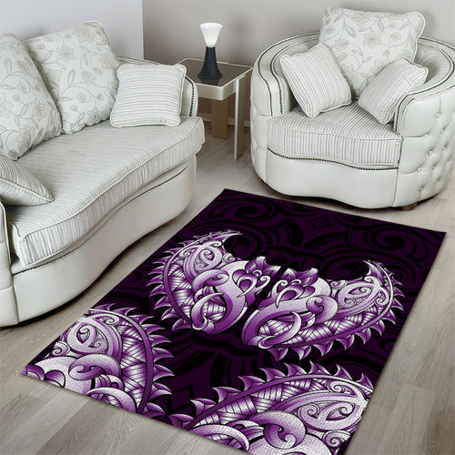 New Zealand Ta Moko Area Rug Aotearoa Maori Chest Tattoo Purple