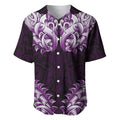 New Zealand Ta Moko Baseball Jersey Aotearoa Maori Chest Tattoo Purple