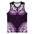 New Zealand Ta Moko Basketball Jersey Aotearoa Maori Chest Tattoo Purple