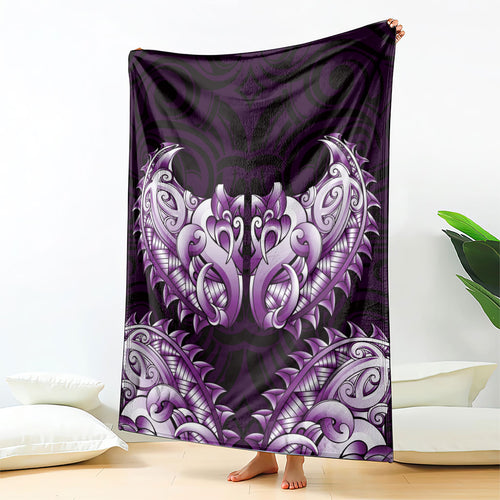 New Zealand Ta Moko Blanket Aotearoa Maori Chest Tattoo Purple