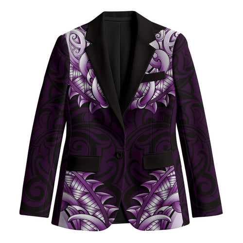 New Zealand Ta Moko Blazer Aotearoa Maori Chest Tattoo Purple