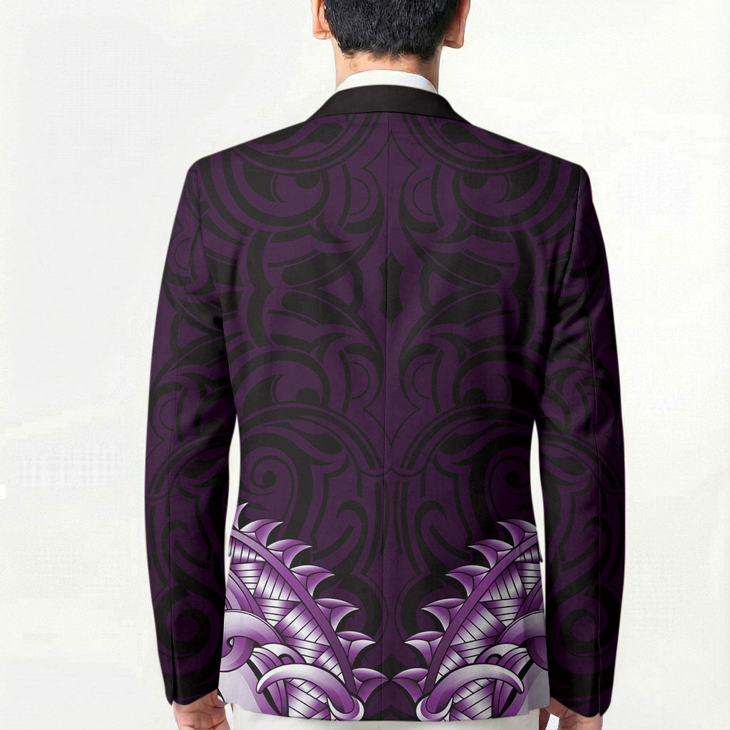 New Zealand Ta Moko Blazer Aotearoa Maori Chest Tattoo Purple