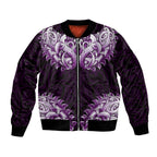 New Zealand Ta Moko Bomber Jacket Aotearoa Maori Chest Tattoo Purple