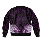 New Zealand Ta Moko Bomber Jacket Aotearoa Maori Chest Tattoo Purple