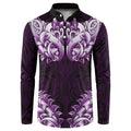 New Zealand Ta Moko Button Sweatshirt Aotearoa Maori Chest Tattoo Purple