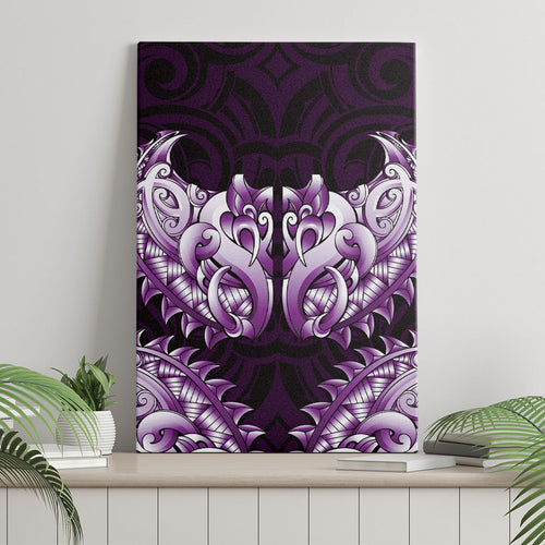 New Zealand Ta Moko Canvas Wall Art Aotearoa Maori Chest Tattoo Purple