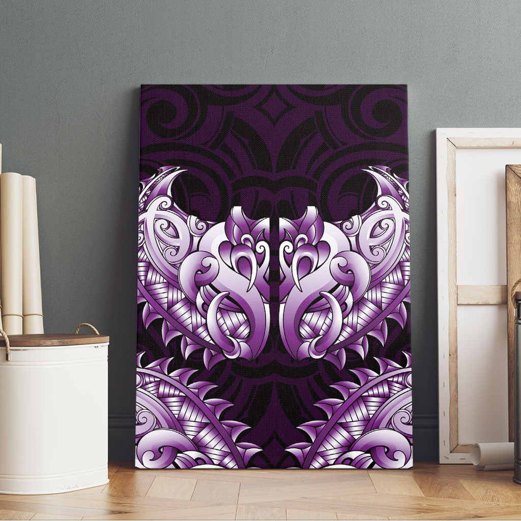 New Zealand Ta Moko Canvas Wall Art Aotearoa Maori Chest Tattoo Purple