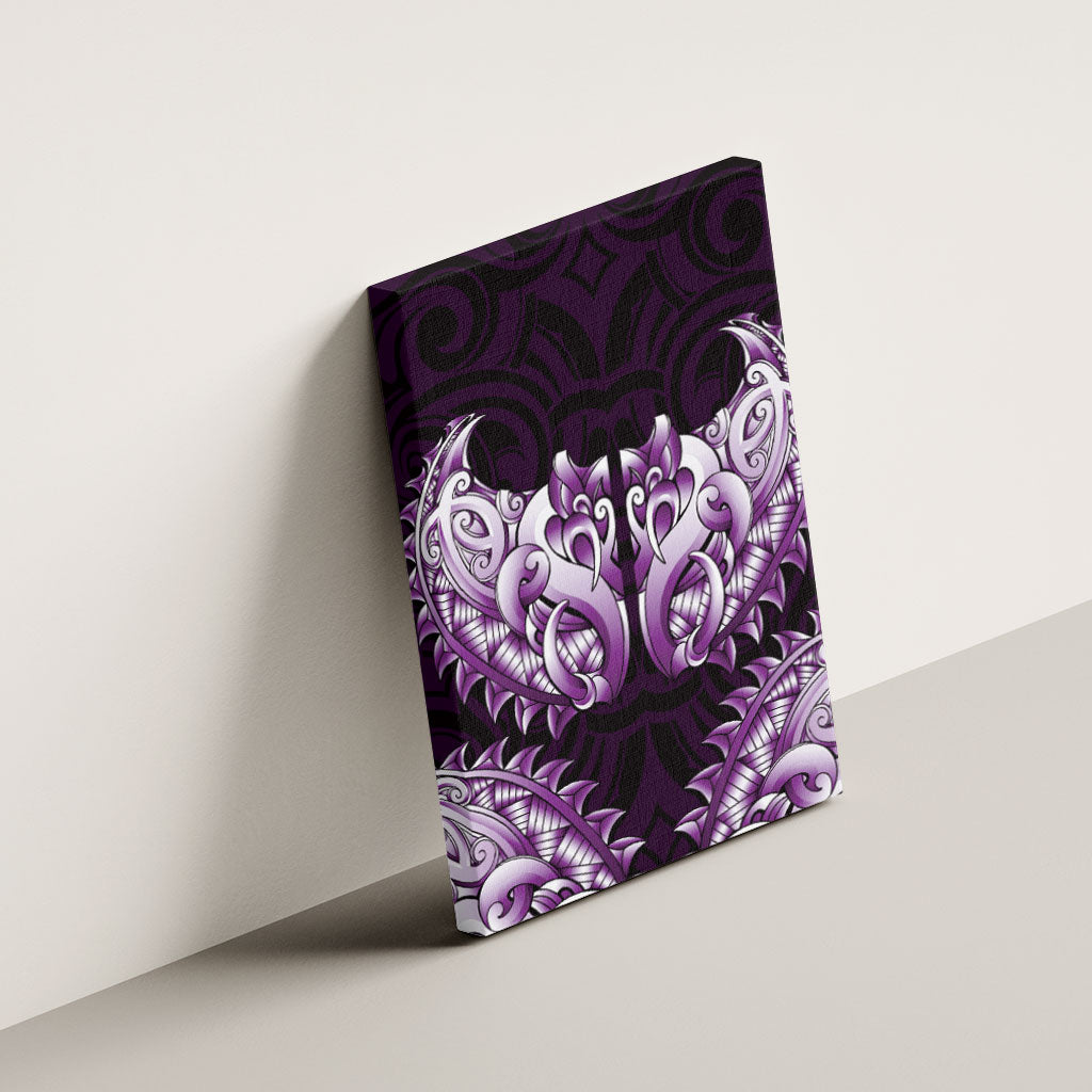 New Zealand Ta Moko Canvas Wall Art Aotearoa Maori Chest Tattoo Purple