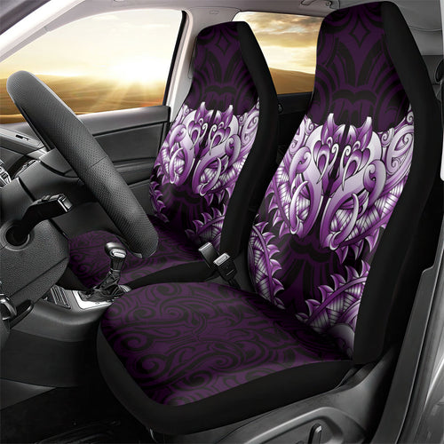 New Zealand Ta Moko Car Seat Cover Aotearoa Maori Chest Tattoo Purple