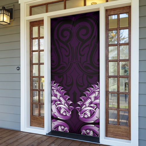 New Zealand Ta Moko Door Cover Aotearoa Maori Chest Tattoo Purple