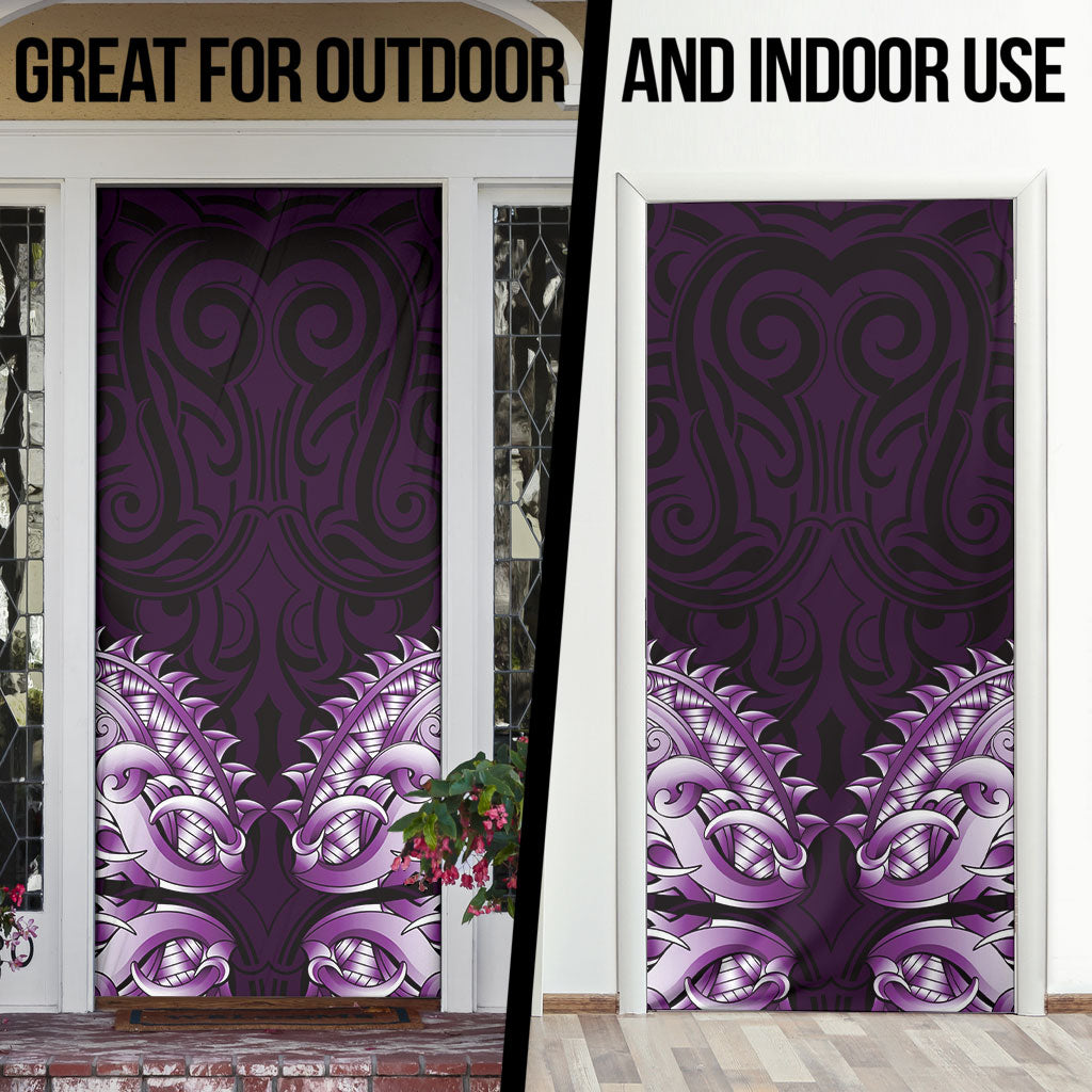 New Zealand Ta Moko Door Cover Aotearoa Maori Chest Tattoo Purple