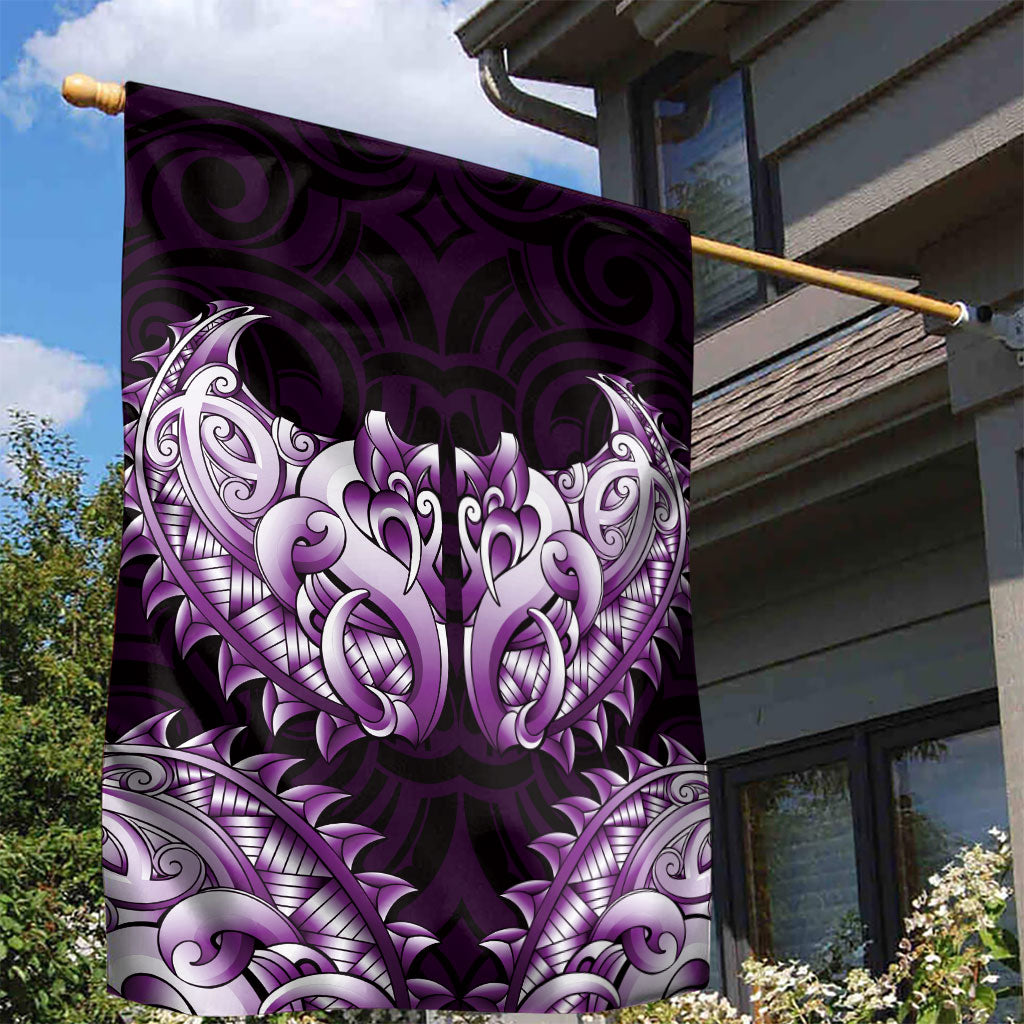 New Zealand Ta Moko Garden Flag Aotearoa Maori Chest Tattoo Purple