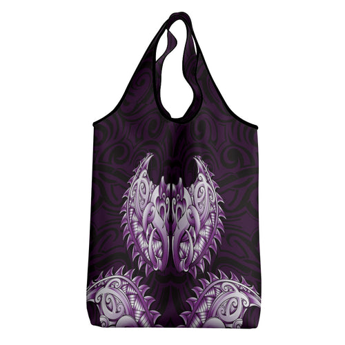 New Zealand Ta Moko Grocery Bag Aotearoa Maori Chest Tattoo Purple