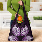 New Zealand Ta Moko Grocery Bag Aotearoa Maori Chest Tattoo Purple