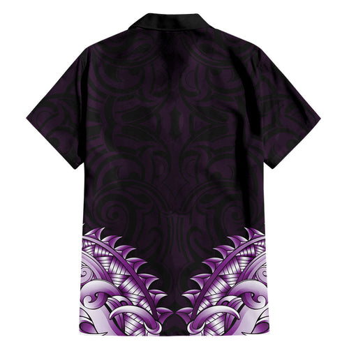 New Zealand Ta Moko Hawaiian Shirt Aotearoa Maori Chest Tattoo Purple