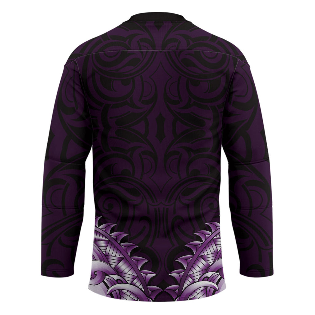 New Zealand Ta Moko Hockey Jersey Aotearoa Maori Chest Tattoo Purple