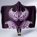 New Zealand Ta Moko Hooded Blanket Aotearoa Maori Chest Tattoo Purple